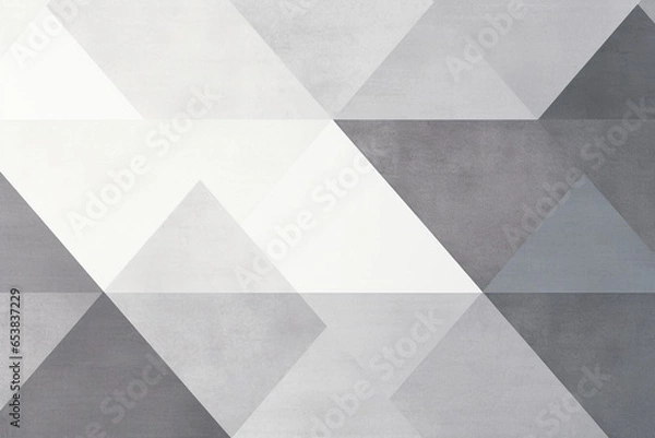 Fototapeta Grey and light grey merge in a mesmerizing dance of clean minimalism, featuring abstract geometric shapes, triangles, and a captivating interplay of gradient, noise, and grain
