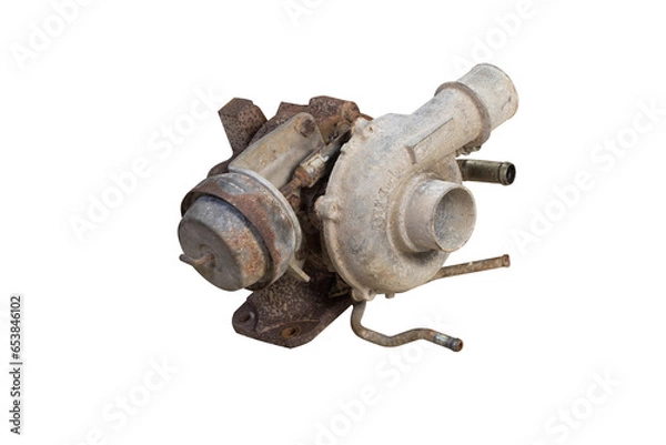 Fototapeta Damaged turbocharger, isolated on clean background