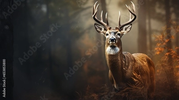 Fototapeta A close-up of a whitetail deer facing left.