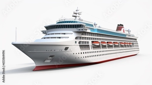 Fototapeta Passenger ship realistic isolated 8k white background.Generative AI