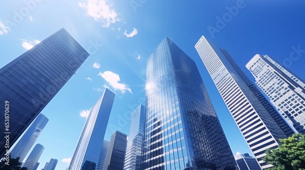 Fototapeta 青空とオフィスビル
