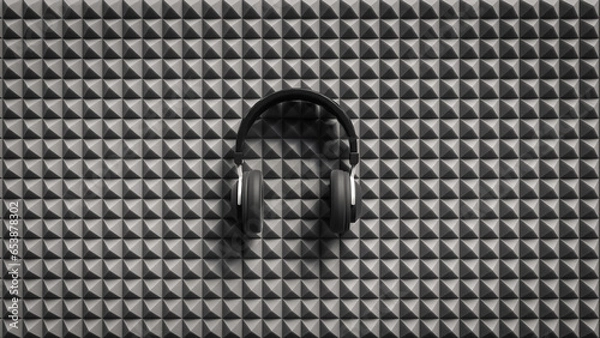 Obraz Kopfhörer auf Akkustikwand
