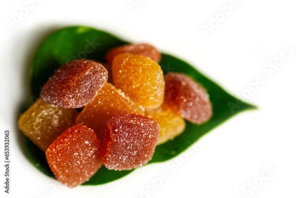 Obraz Multi-Vitamin gummy with white background.