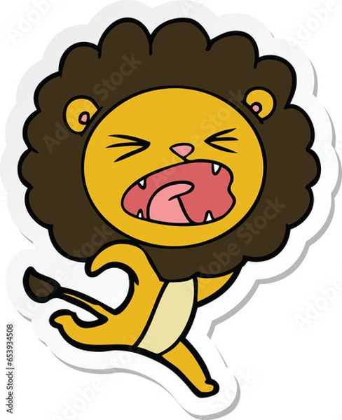 Fototapeta sticker of a cartoon running lion