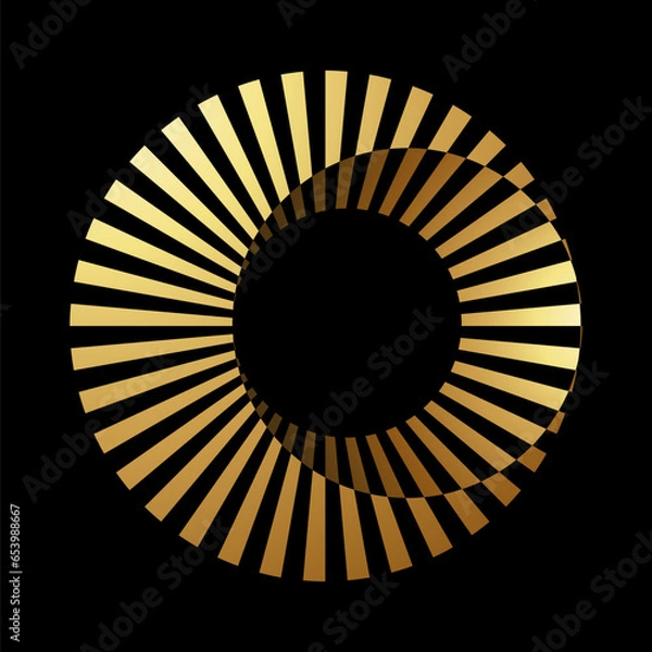 Fototapeta Gold Abstract Striped Icon with Overlapping Circles