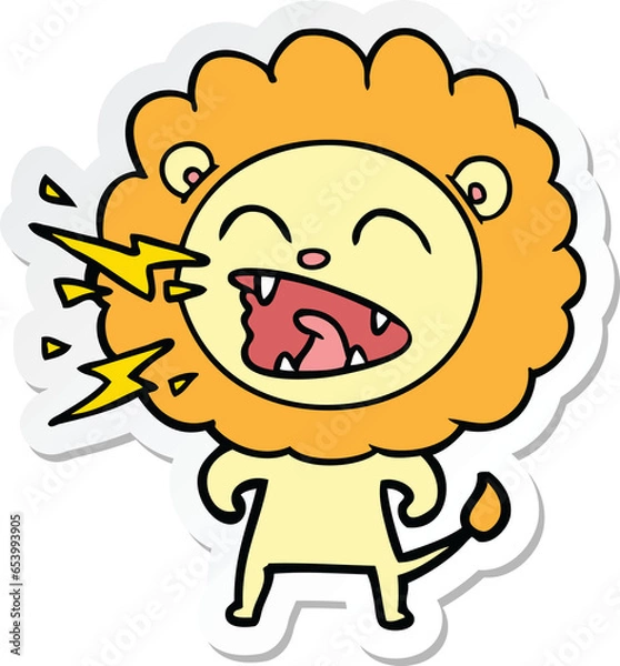 Obraz sticker of a cartoon roaring lion