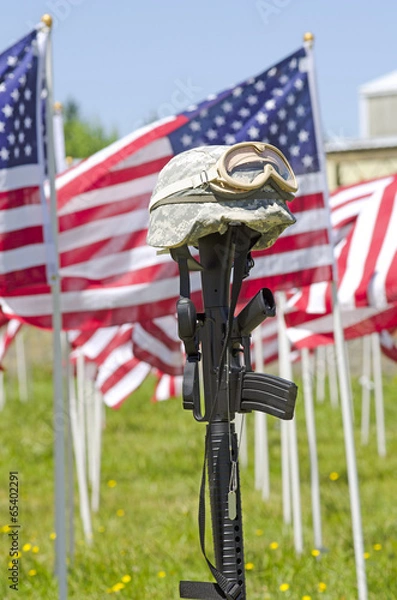 Fototapeta Flags and Helmet
