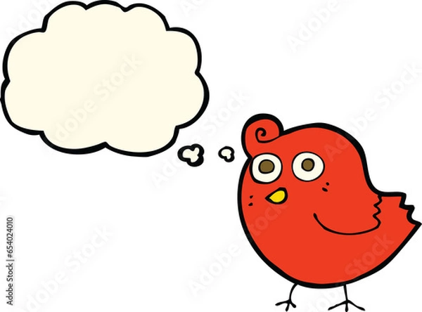 Fototapeta funny cartoon bird with thought bubble