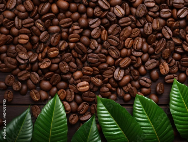 Fototapeta Coffee Beans Background with Copy Space