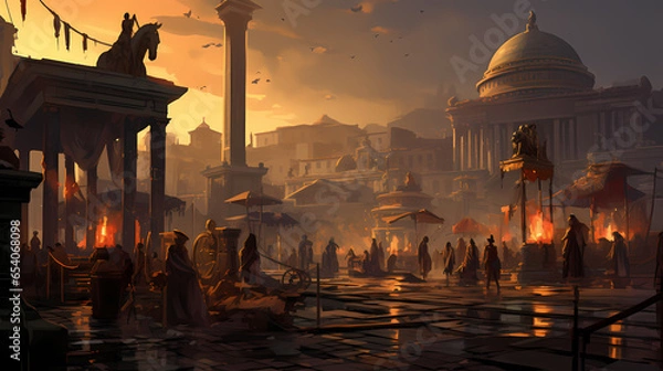 Obraz Ancient Roman City at Sunset