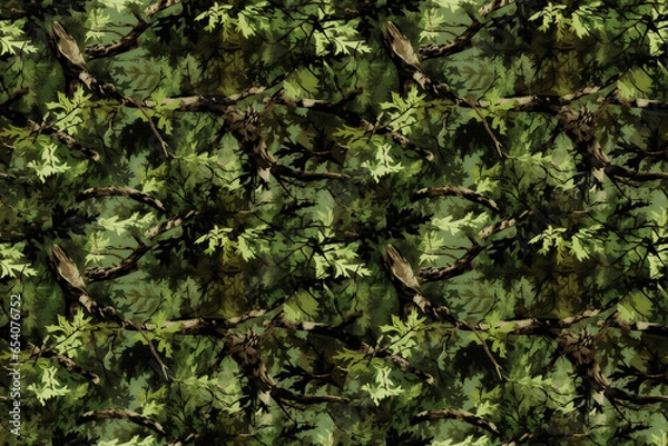 Obraz Realistic Tree Forest Camo Design. Seamless Repeatable Background.