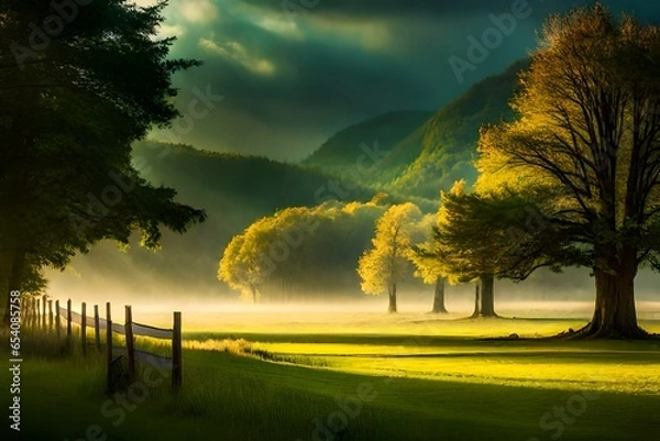 Obraz sunset in the forest