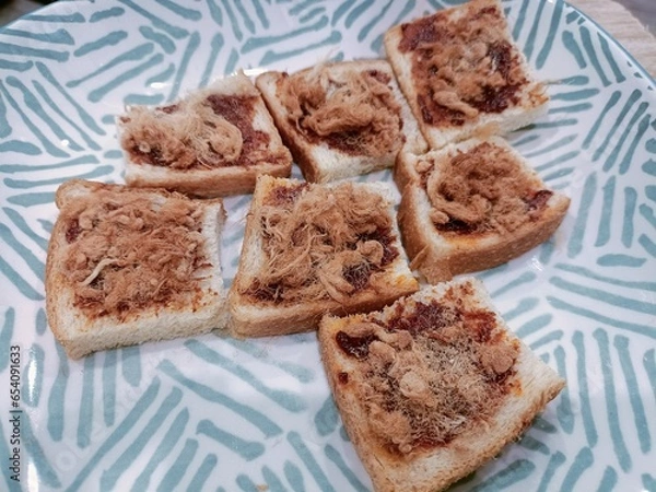 Obraz Crispy bread with chilli paste and pork floss