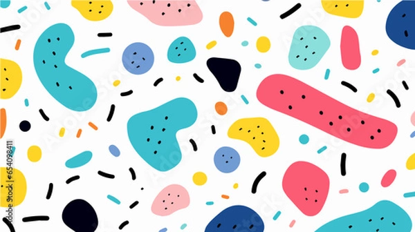 Fototapeta Fun colorful line doodle seamless pattern
