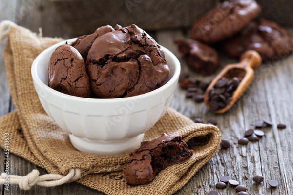 Obraz Chocolate cookies i a bowl