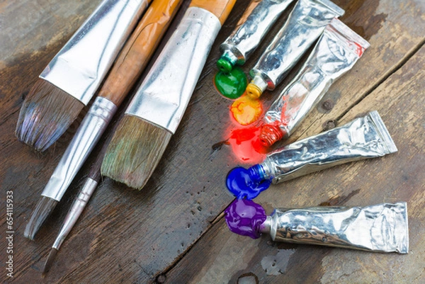 Obraz Many colors placed on the floor.