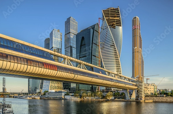 Obraz Город Москва. Мост Багратион. Деловой центр Москва-Сити.