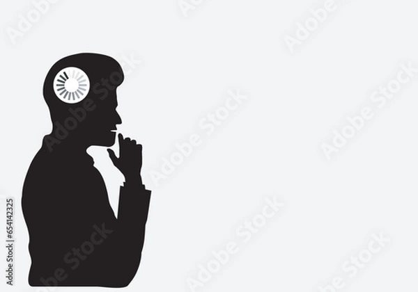 Fototapeta Man is thinking about something concentrated. thought loading. Man thinking about work. 