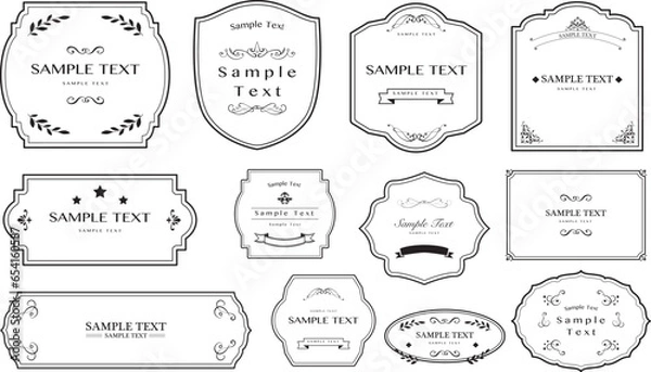 Obraz Set of decorative vintage frames. Vector calligraphic design elements.