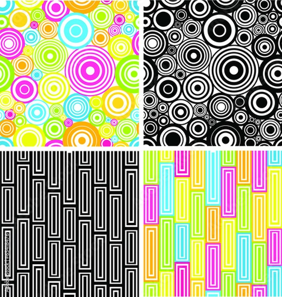 Fototapeta Seamless retro background - set of four patterns