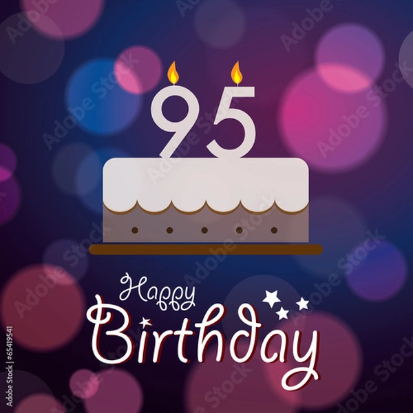 Obraz Happy 95th Birthday - Bokeh Vector Background with cake