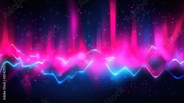 Fototapeta Glowing neon light waves background. Modern abstract wavy futuristic illustration. Colorful Wave element with neon led illumination design. Black Friday sale, cyber Monday concept.