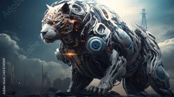 Fototapeta Cybernetic Animal in Sci-Fi World
