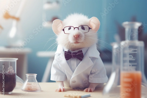 Fototapeta Hamster like a doctor or scientist working in research laboratory. Generative AI