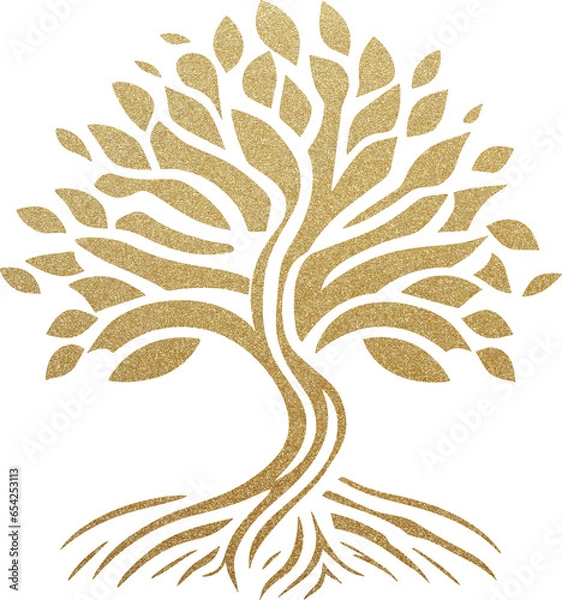 Obraz Golden glitter tree, gold glitter tree