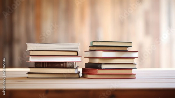 Fototapeta stack of old books banner with copy space