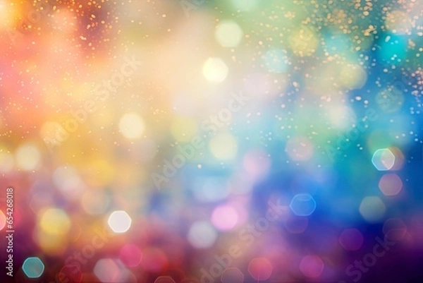 Fototapeta rainbow colors abstract background with bokeh and blurred room for text.