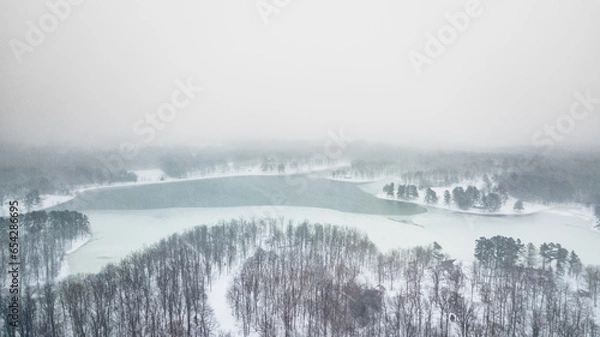 Obraz Craighead Forest Lake Snow Aerial