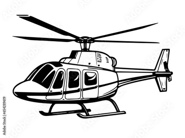 Fototapeta Helicopter blackhawk logo vector, landscape, army, easy to edit