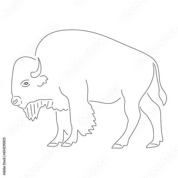 Obraz Hand-drawn Bison. Vector editable stroke.