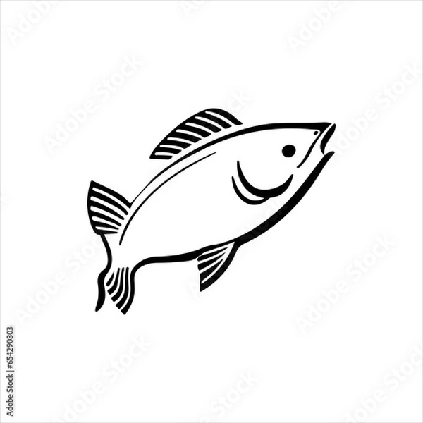 Fototapeta Simple fish flat Icon black vector
