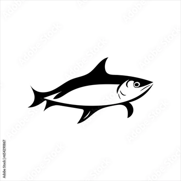 Fototapeta Simple Bonito fish flat Icon black vector