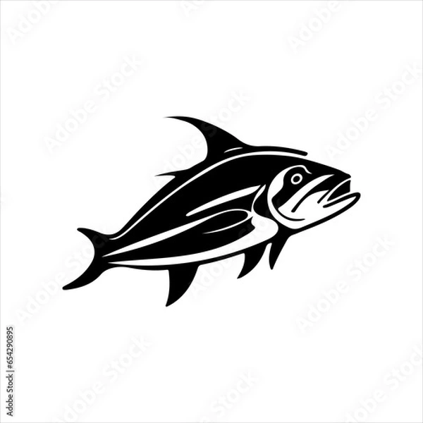Fototapeta Simple Bonito fish flat Icon black vector