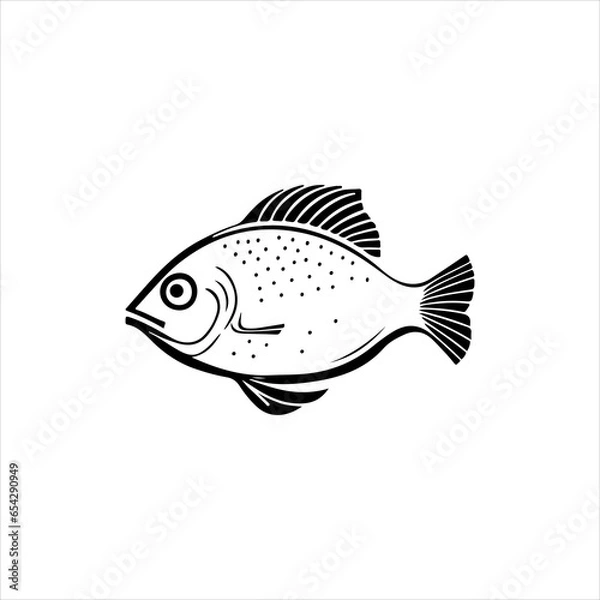 Fototapeta Simple brill fish flat Icon black vector