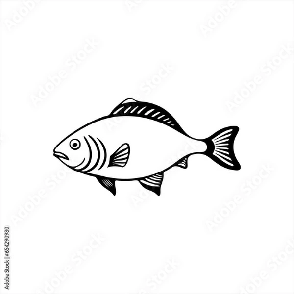 Fototapeta Simple Bream fish flat Icon black vector