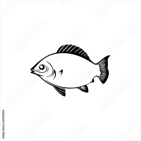 Fototapeta Simple Bream fish flat Icon black vector