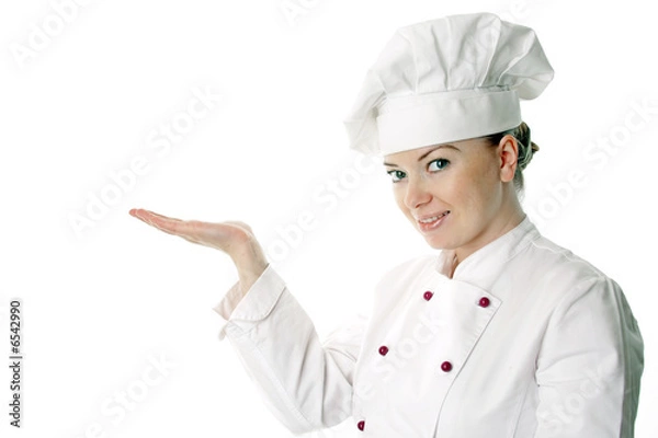 Obraz Beautiful girl showing a product on her hand