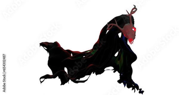 Obraz 3d render skull deer with dark cloth