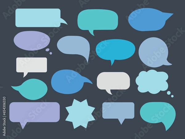 Fototapeta Blank Empty Speech Bubbles Silhouette Isolated on Monochrome Background