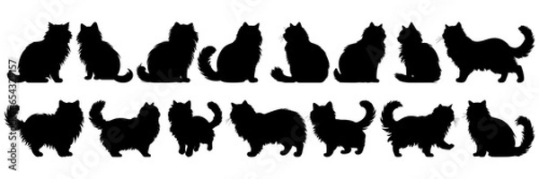 Fototapeta Cat silhouettes set, large pack of vector silhouette design, isolated white background