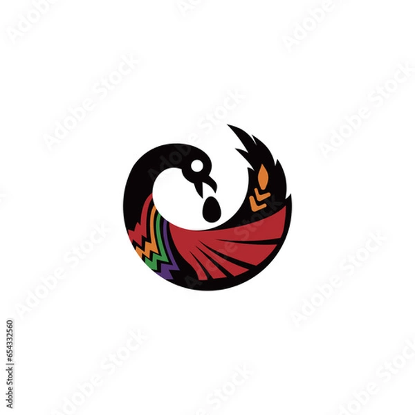 Obraz sankofa bird design. full color. vector logo