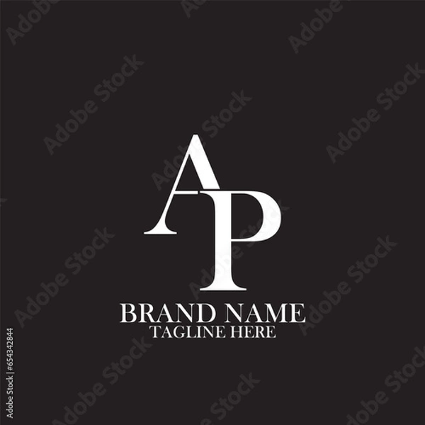 Fototapeta AP letter logo creative design with vector graphic. simple and modern logo design.backround with black.