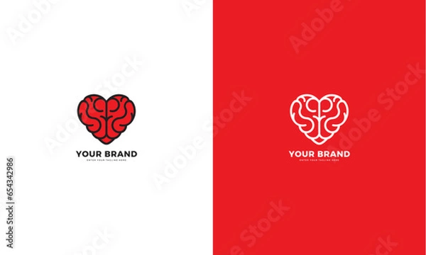 Obraz Love brain logo. vector graphic design
