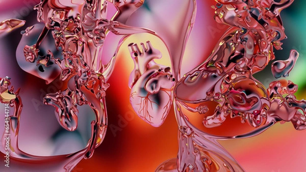 Obraz red heart on liquid background