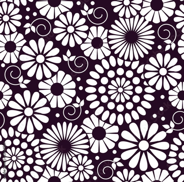 Fototapeta Retro Vector floral background - seamless pattern in purple
