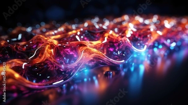Obraz Quantum Entanglement in Particle Physics. 3D Illustration of Quantum Correlation. Background
